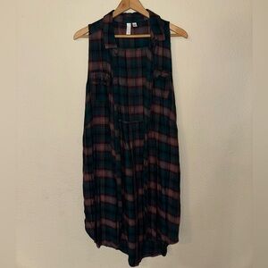 BP Pink and Blue Buttoned Midi Sundress with Notched Collar